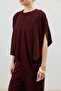 Burgundy Asymmetrical Cut Draped Women's Suit - 3