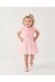 Baby Girl Tulle Dress Floral Patterned Bow Detailed Evening Dress Pink 6-36 Months - 2