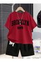Summer Children's T-Shirt Shorts Unisex (Broklyn Usa Black Print)