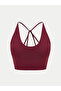 Plum Unlined Non-Padded Plain Sports Bra