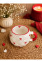 كوب سيراميك مصنوع يدويًا بالكامل بنقشة قلب حمراء من الداخل وملمس منقوش خاص - 3