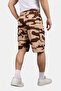 Men's Beige Camouflage Patterned Lycra Elastic Waist Cargo Capri Shorts – Zippered Pockets 2601691 - 6