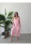 Pink Adjustable Strap Lined Muslin Dress - 4