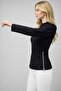 Black Stand Collar Zipper Detailed Blouse – Side Slits & Modern Fit - 4
