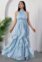 Halter Neck Ruffled Satin Dress Eli̇6073 - 6