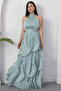 Halter Neck Ruffled Satin Dress Eli̇6073 - 7