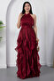 Halter Neck Ruffled Satin Dress Eli̇6073 - 4
