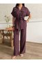 Women's Short Sleeve Waist Tie Zipper Pocket Tencel Set - 5