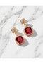 Rubelora Red Zircon Stone Clover Detailed Dangle Steel Xuping Earrings