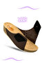 Women's Slippers – Velcro Leather Women's Slippers with Gel Heel Spur Support, Brown - 5