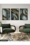 Minimalist Gold Detailed Abstract Art 3 Piece Wooden Framed Painting Act - 2