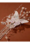 White Embellished Butterfly Hair Clip with Tassels - 7