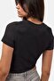 Women's Black S6-1 Crew Neck 100% Organic Cotton Stretch Fabric T-Shirt - 3