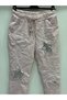 Women's Powder Italian Star Patterned Sequined Elastic Waist Lace-Up Lycra Pants 40 - 46 Size - 2