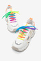 Women's White Comfortable Fit Colorful Rubber Lace-Up Sneaker - 2