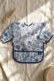 Aura Flora Liquid-Proof Long Sleeve Baby Bib - Stain-Proof, Activity-And-Blw-Compatible Blue Flower - 3