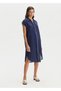 Navy Blue Linen Tunic with Contrast Detail - 2