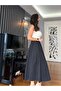 Black Elastic Waist Long Skirt - 7