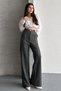 Women's Stoned Palazzo Pants High Waist Loose Wide Leg Trousers - 4