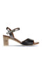 Black Leather Women's Heeled Sandals