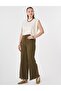 Non Denim Trousers with Stitching Detail Dark Khaki