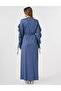 Ruffle Detailed Combed Cotton Dress Indigo - 4