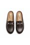 Brown Leather Buckle Women's Sabo Slippers