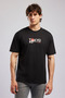 Tobias Men's Loose 100% Cotton Printed Crew Neck T-Shirt Black - 2