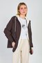 Women's Hooded Zippered Coat - Bitter Brown