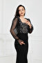 Sequin Fish Dress with Tulle Sleeves - Black - 3