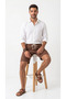 Men's Brown Linen Muslin Shorts Lightweight Casual Thin Fabric with Back Pockets - 2