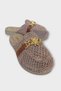 Gold Buckle Detailed Straw Knitted Women's Slippers Vi̇zon - 2