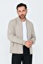 Beige Men's Seasonal Coat with Side Pockets and Zipper - 7