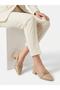 Women's Cream Thick Heel Comfortable Fit Heeled Ballerina Shoes - 2