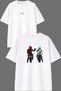 Biker Couple Design Front and Back Printed White Oversize T-Shirt