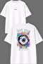 Shut Your Design Front and Back Printed White Oversize T-Shirt