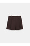 72712 100% Cotton Pleated Shorts-Brown - 5