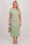Women's Plus Size Short Sleeve Crew Neck Dress with Side Scarf Detail 5470-26