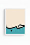 White Wooden Framed Modern Abstract Painting - Blue-Beige |   Huhu1581