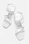 Women's 4 Stone Heeled Sandals with Ribbed Heel and Painted Heel, Silver Glitter - 3