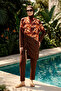 Sport Lycra Full Covered Hijab Swimsuit 6497 Brown
