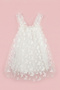 White Butterfly Appliqué Strap Dress for Girls - Emma - 4