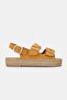 Women's Yellow Suede Genuine Leather Size 36-41 Double Buckle Flat Sole Daily Espadrilles - 6