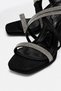 Women's Cross Stone Heeled Sandals with Painted Heel Black Glitter - 3