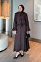 Wide Collar Skirt Suit Brown