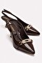 Women's Buckle-Strap Open-Back Thin Heeled Shoes Brown Yanki̇