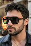 Shadow Men's Black Red Detailed Rectangular Ultra Light Uv400 Filtered Luxury New Season Popular Men's Sunglasses