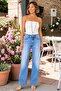 Light Blue Washed Wide-Leg Lycra Jeans (Sizes and Leg Lengths in Description) - 3