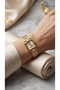 Vintage Women's Steel Watch Gold Color Square Case Old Money Luxury Elegant Stylish Women's Wristwatch |   Limited Edition 2026 - 2