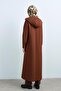 Thin Quilted Overcoat with Accessory Detail - Brown - 4